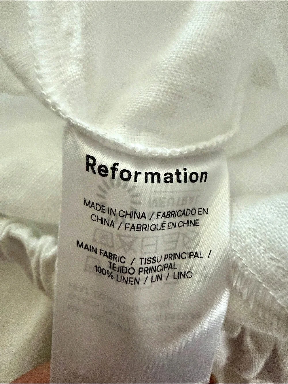 Reformation Unlined Linen Straight Leg Pants in White XS